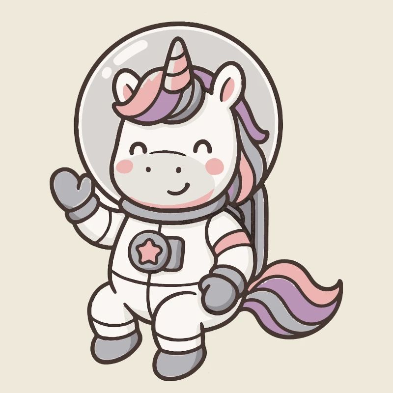 Adorable astronaute licorne aux couleurs pastel