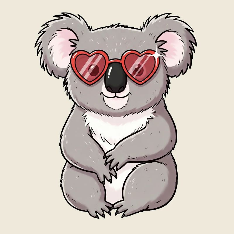 Kuscheliger Koala mit Herzbrille