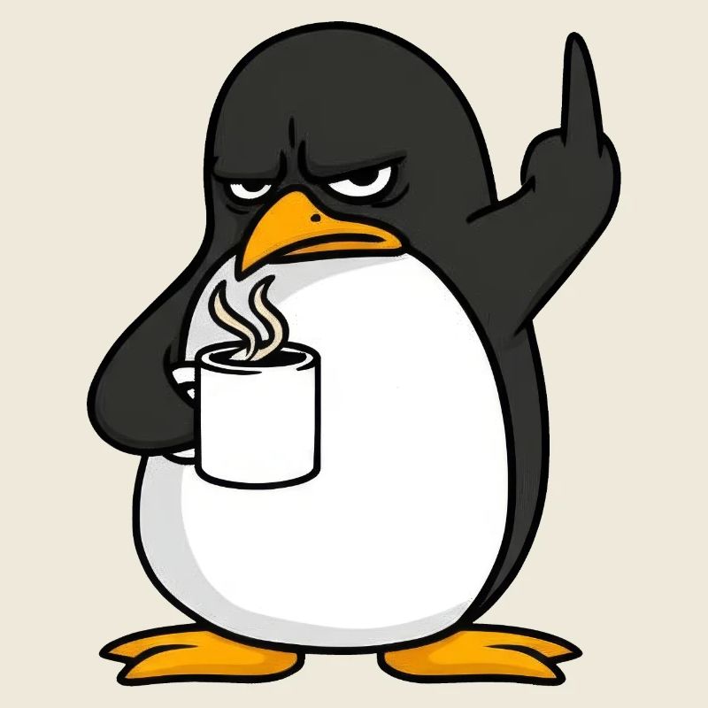 Pinguin Kaffee Kaffeeliebhaber Büro Mittelfinger