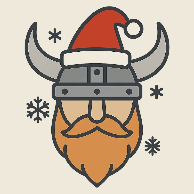 Wikinger mit Weihnachtsmütze