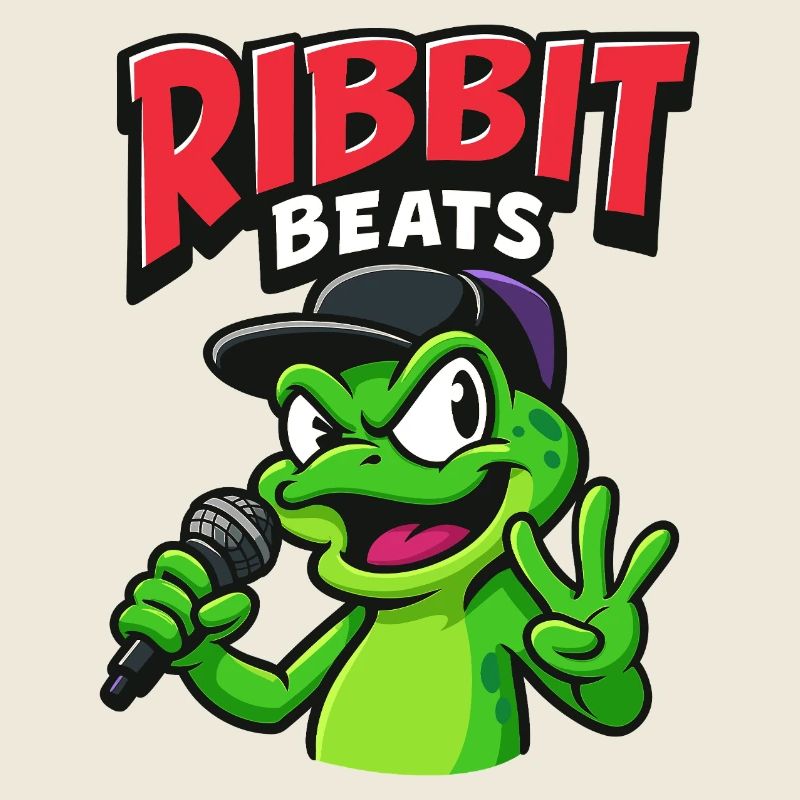 Funny frog with rap microphone
