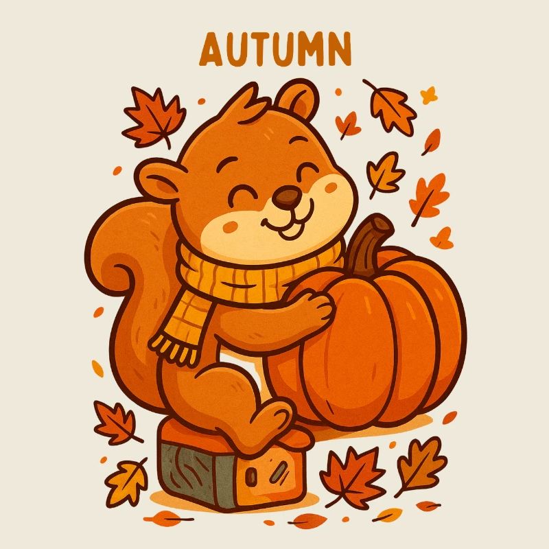 Herbstfreude Eichhörnchen mit Kürbis Herbst 