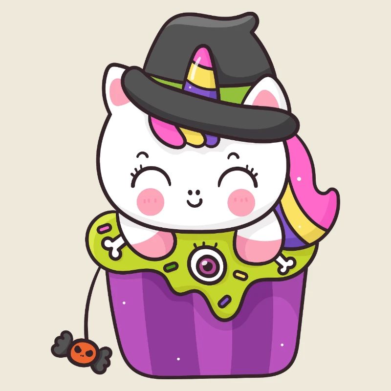 Kawaii Cupcake Sorcière Chat