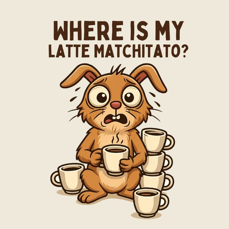 Café Lapin Chaos Dessin animé Petit-déjeuner Caféine