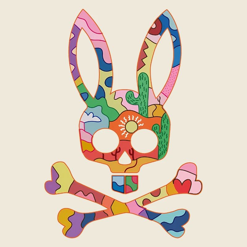 Écusson de lapin crâne arc-en-ciel