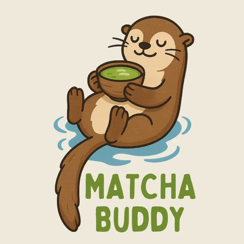 Matcha Buddy Otter Illustration