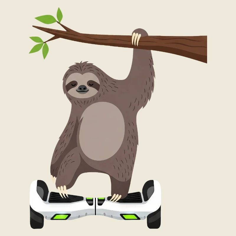 paresseux chilling hoverboard Cartoon Technique même
