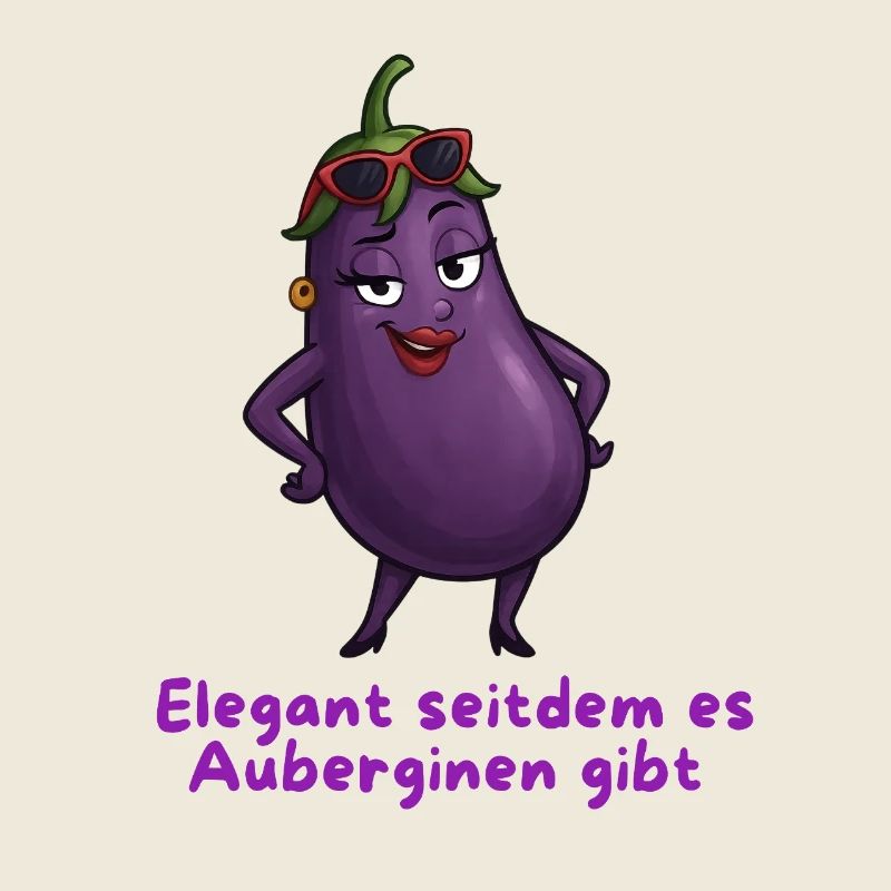 Elegant Eggplant Vegetable Motif Illustration