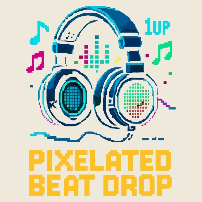 PIXELATED BEAT DROP Retro Pixel Headphones 1UP