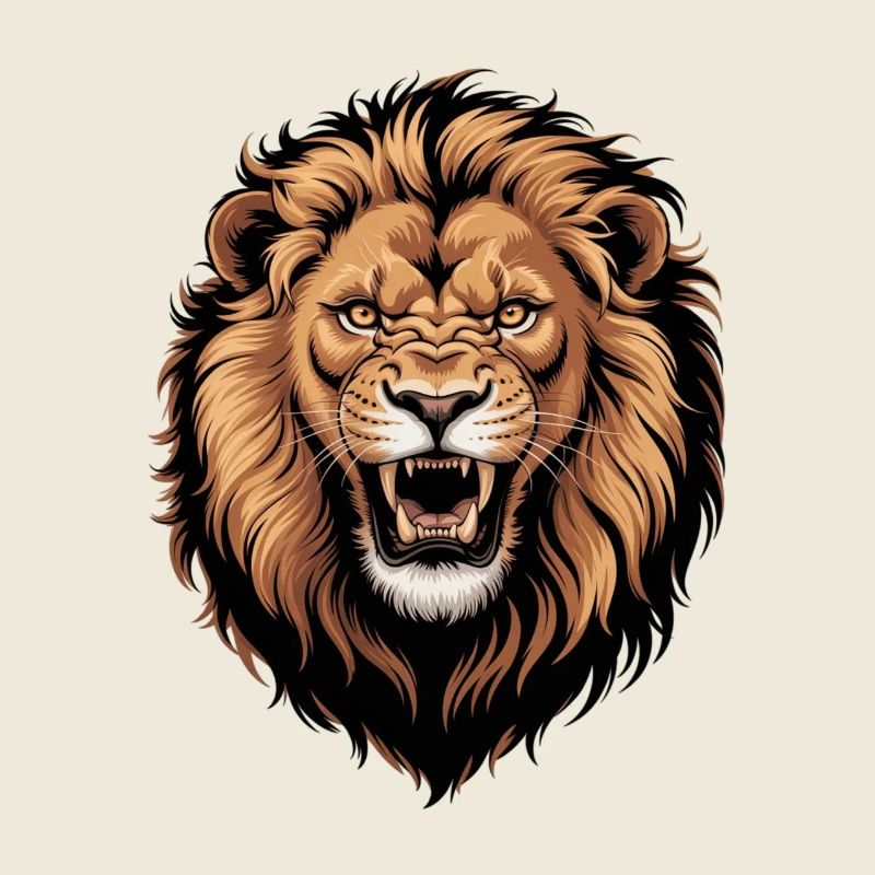 Lion vectoriel enflammé