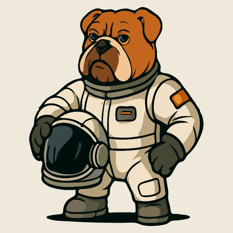 Mascotte astronaute bouledogue