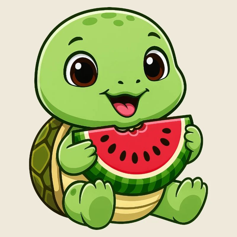 Cute Turtle Melon Summer Cartoon Fruits