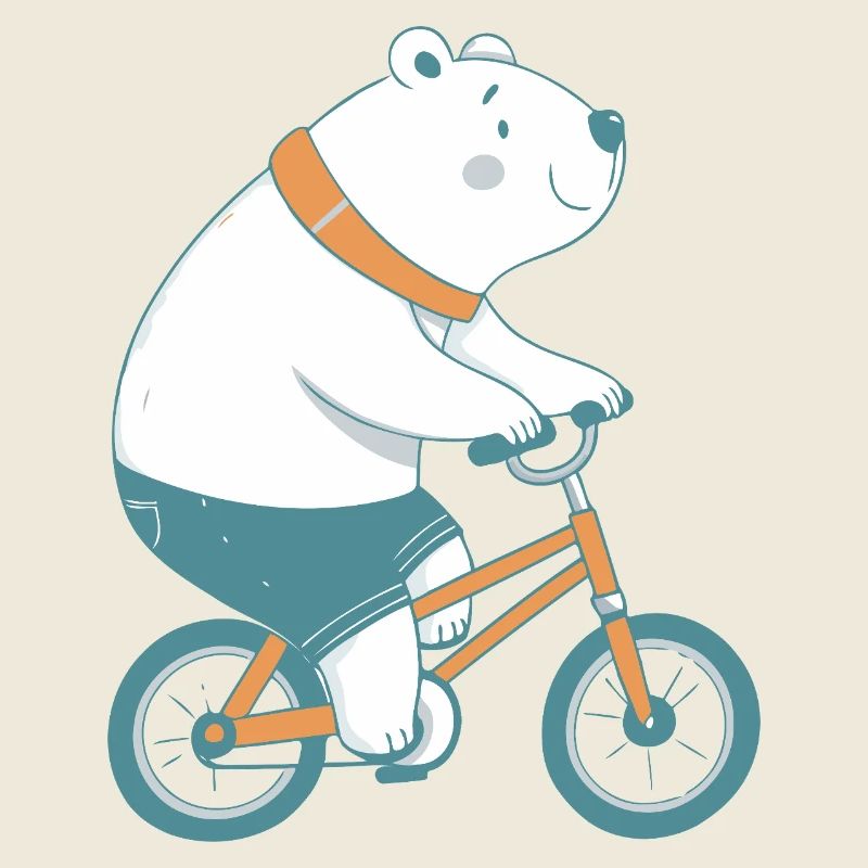 Polar Bear on Orange Bike