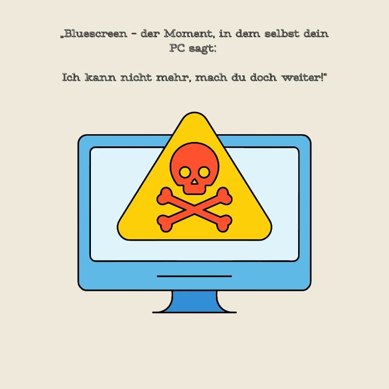 Blue Screen Humor Skull Warnung