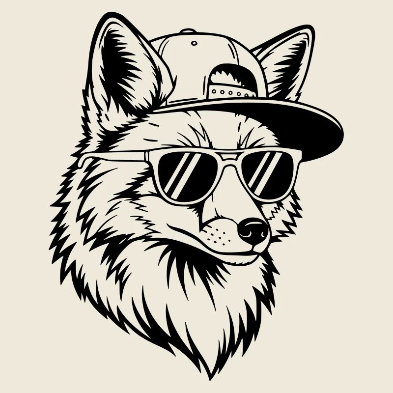 Cooler Fuchs mit Cap und Sonnenbrille