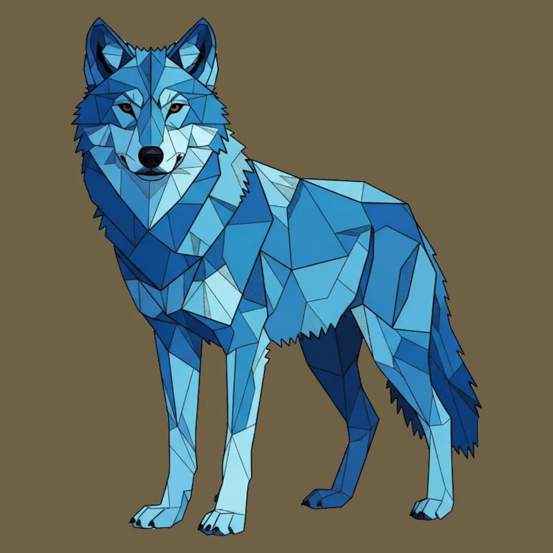 Blauer Polygonwolf