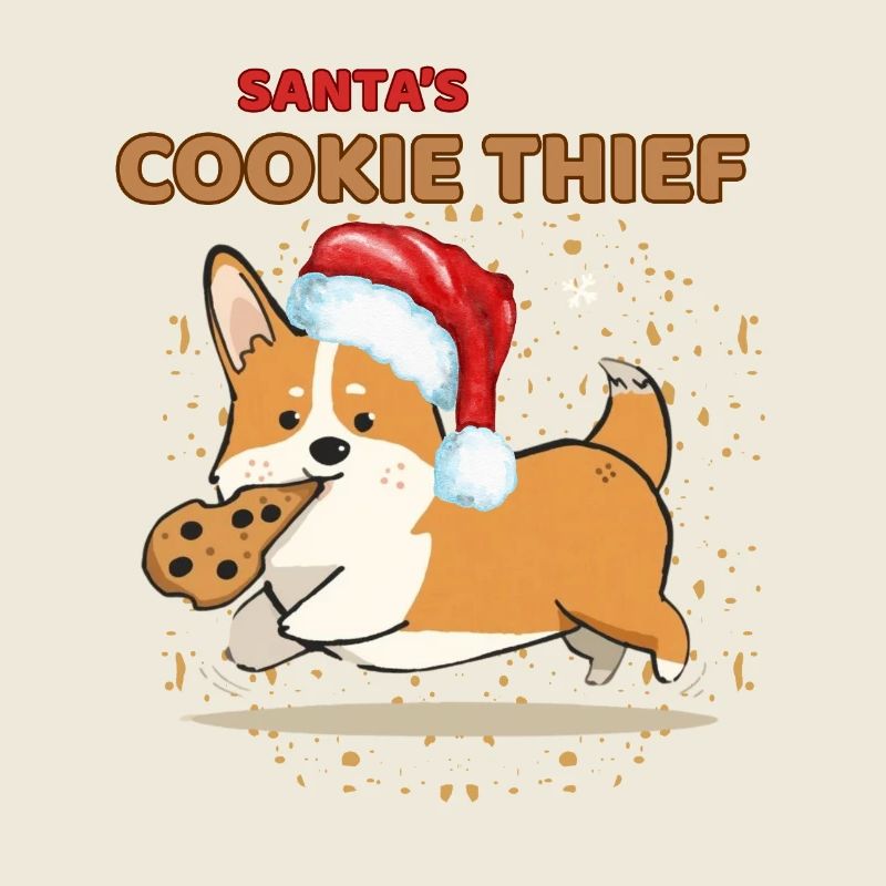 Santa’s Cookie Thief Corgi Weihnachtsdesign