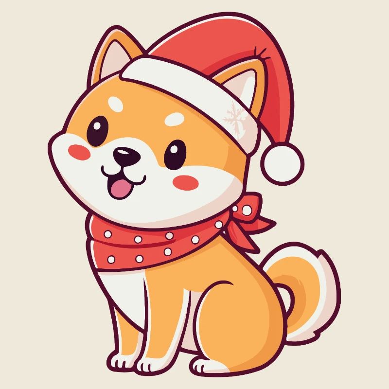 Shiba Noël Kawaii: Santa et Écharpe