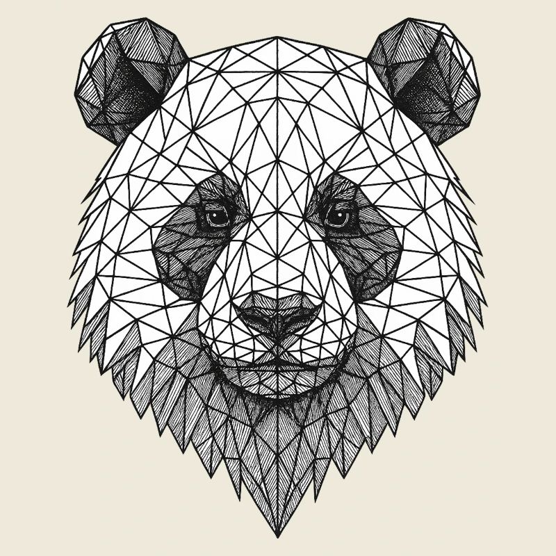 Geometric Panda Grid Art