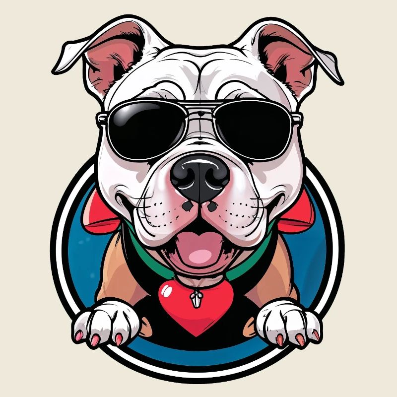 dessin animé d'un bouledogue avec des lunettes de soleil