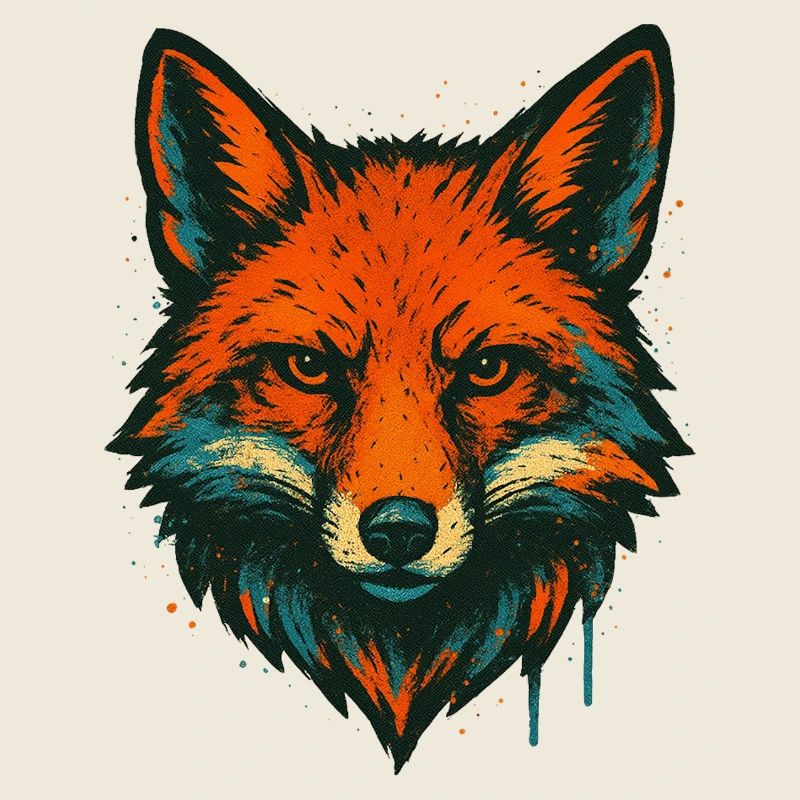 Fuchs im Neon-Graffiti