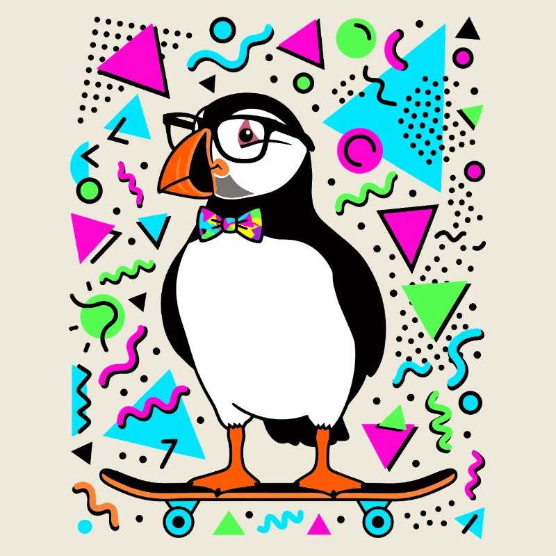 Skater Cool Puffin Rétro