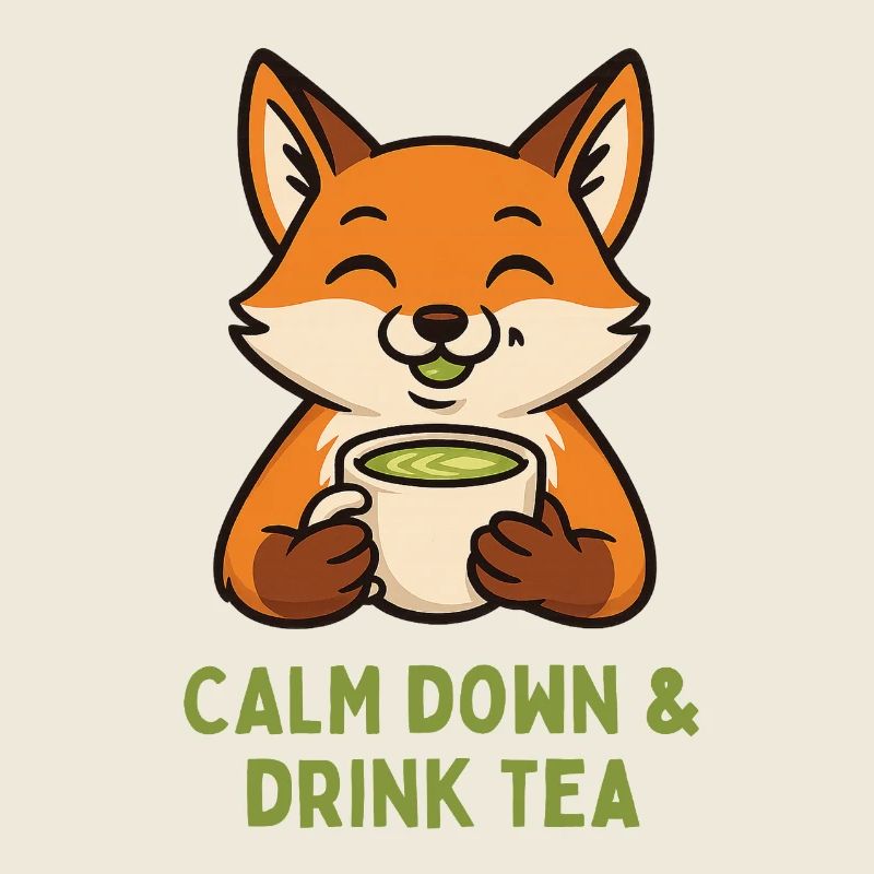 Fuchs entspannt Tee trinken