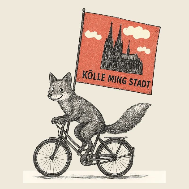 Köln Fuchs auf Fahrrad