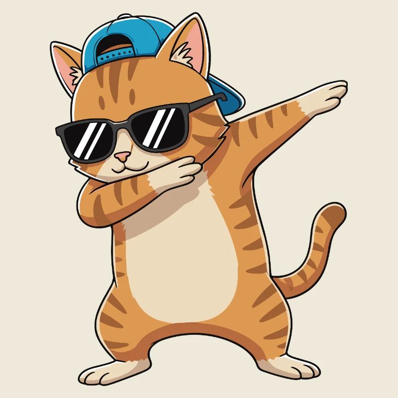 Dessin animé de lunettes de soleil pour chat à faire du dabing