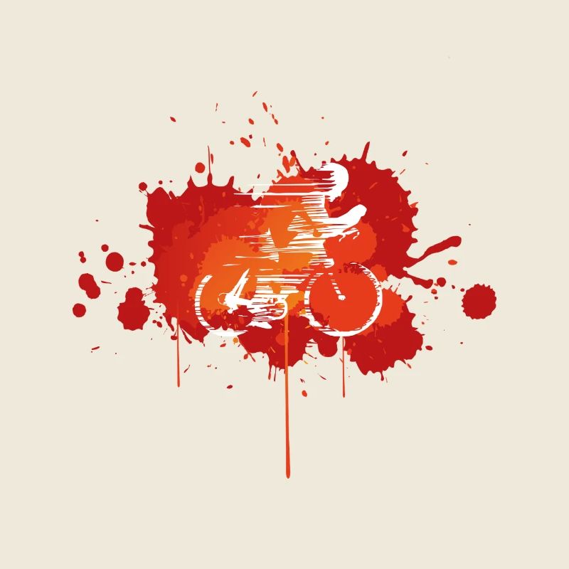 Vélo éclaboussé en peinture orange