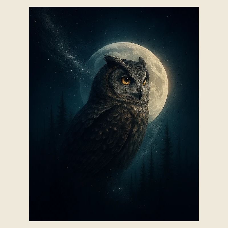 Hibou dans la Forêt de la Nuit