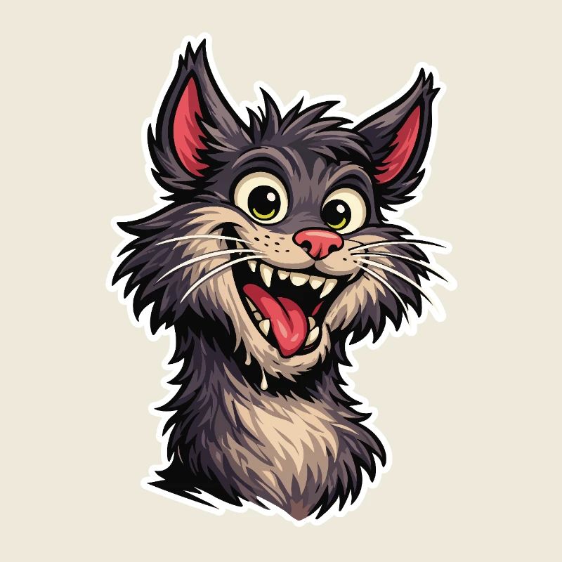 Fröhliches Bild einer lächelnden Cartoon-Katze