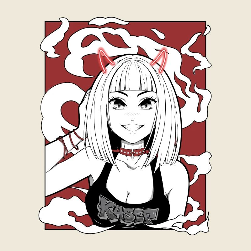 Anime Teufel Mädchen Goth Design