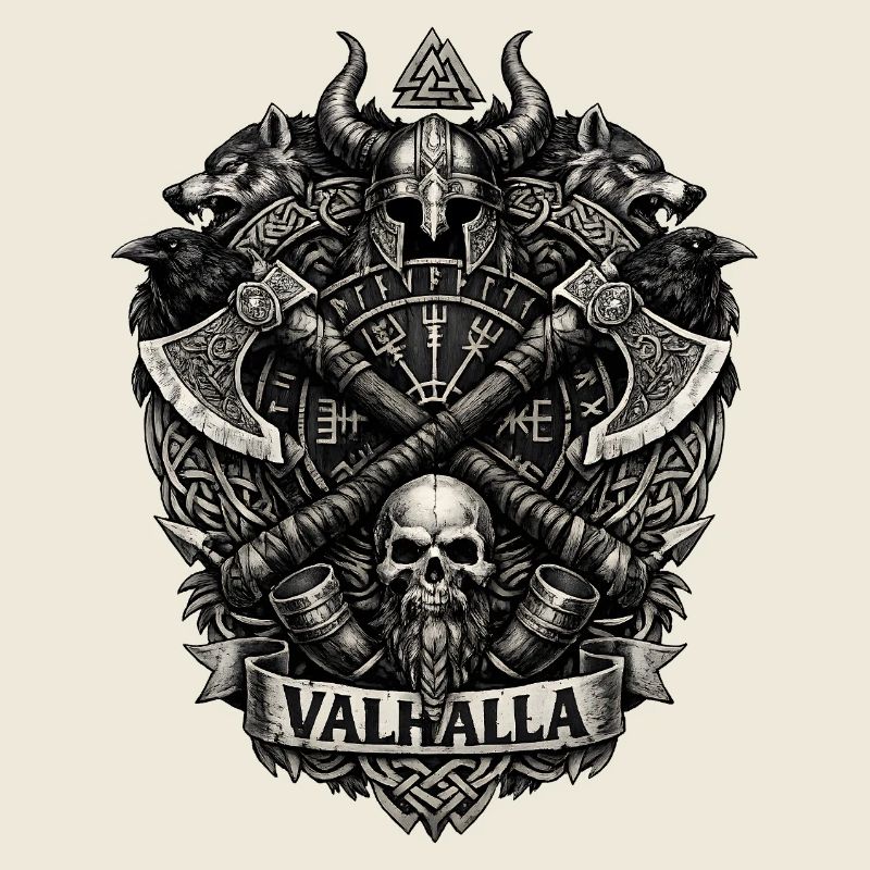 Valhalla Skull Viking Crest