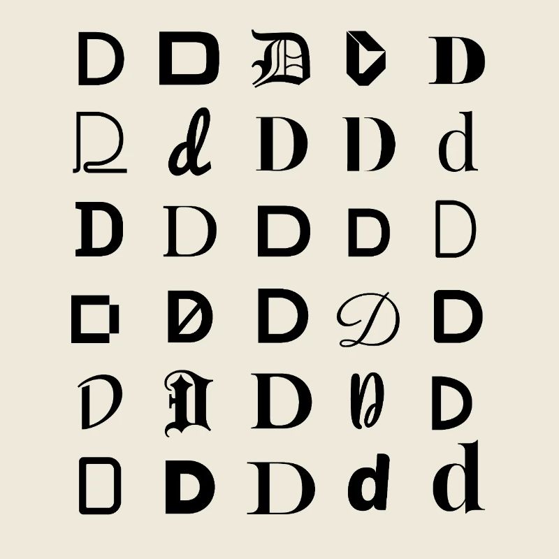 Typography D letter mosaic design.