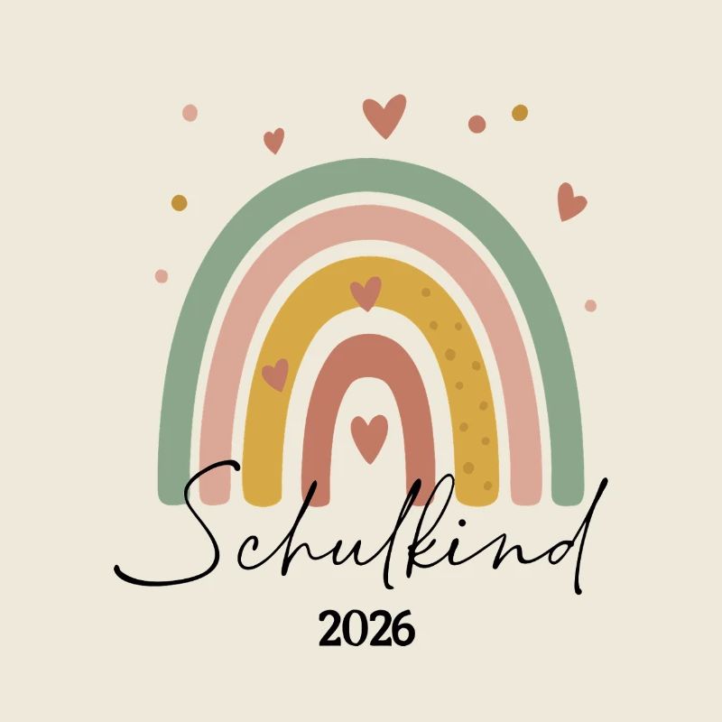 Schulkind 2026 Pastellregenbogen mit Herz