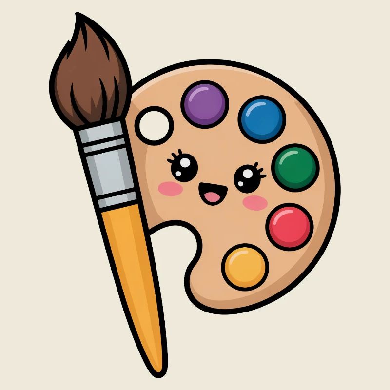 Painter Brush and Paint Palette