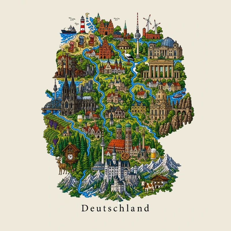 Deutschland Illustration mit Wahrzeichen