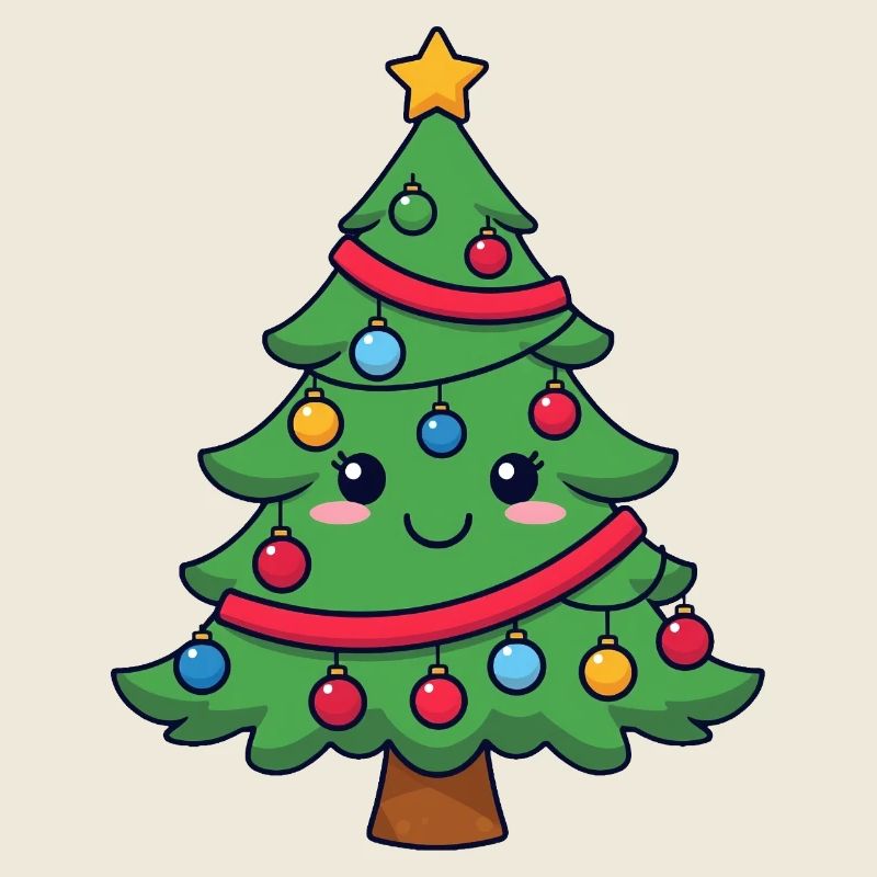 Look cartoon de sapin de Noël câlin