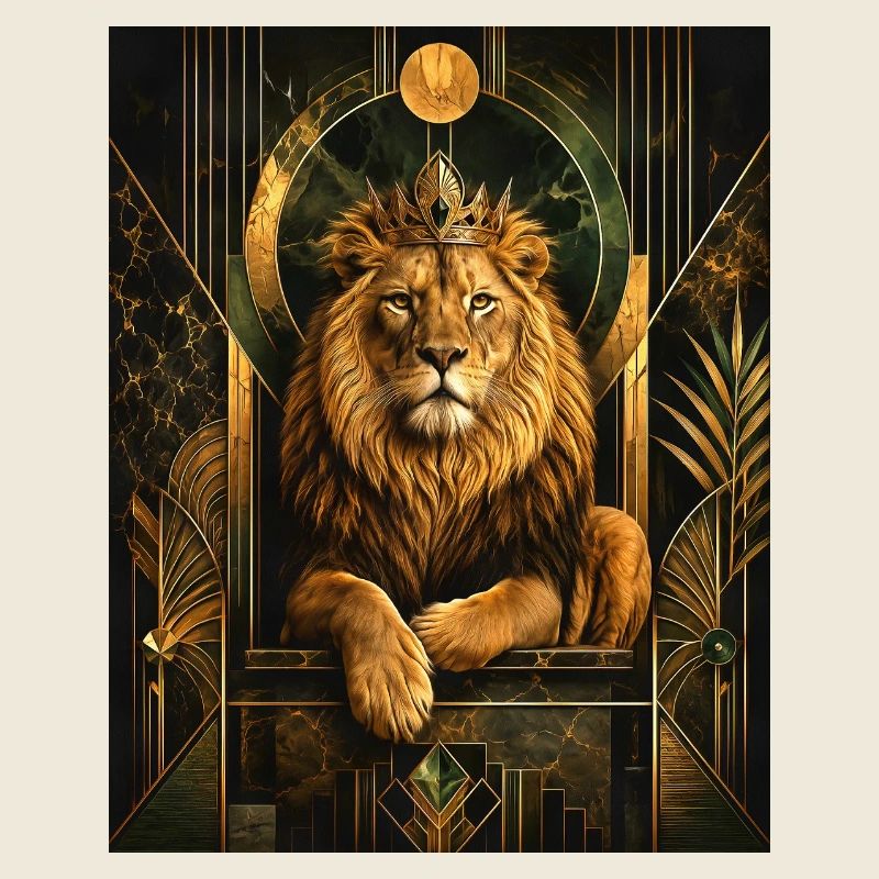 Lion avec couronne en or