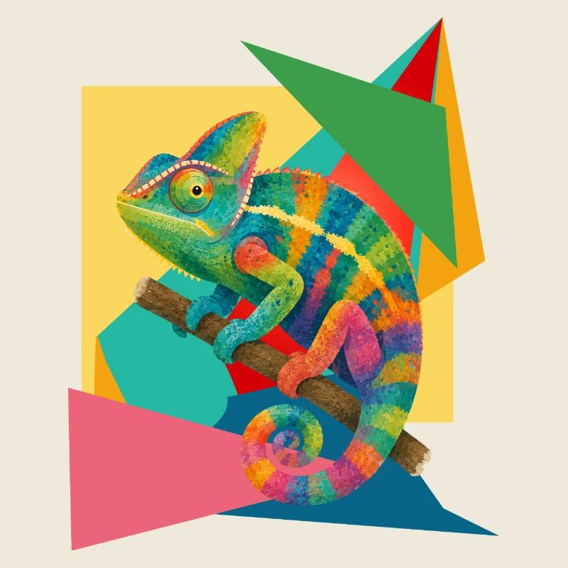 Colorful Chameleon Geometry Art