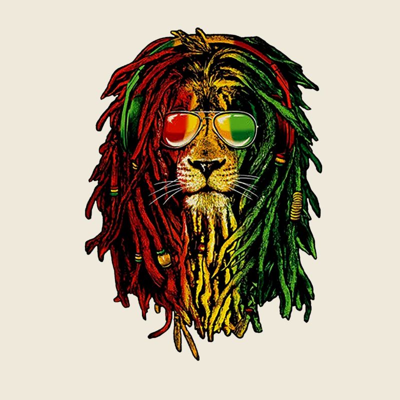 Lion Rastafari en couleurs néon