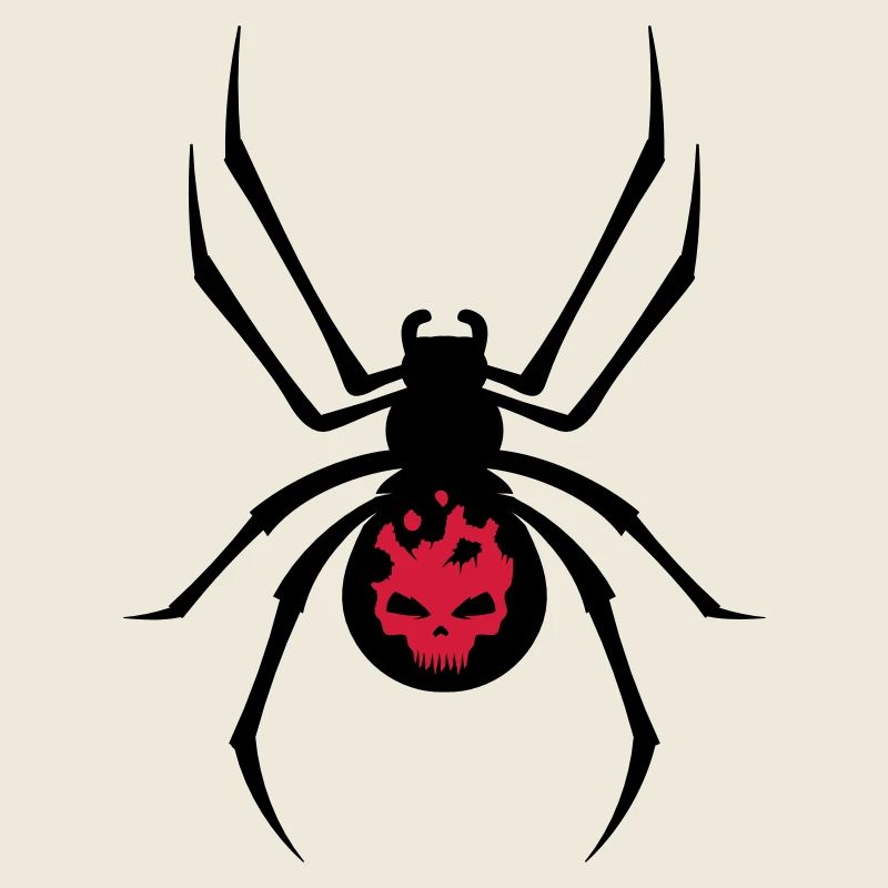 Une araignée noire avec le crâne rouge