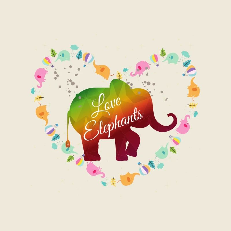 Regenbogen Elefanten Herzdesign