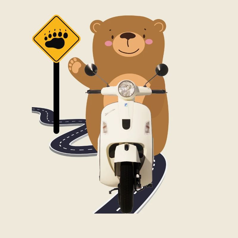 Ours brun cyclomoteur