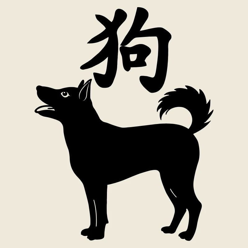 Chien de caractère chinois avec illustration de chien