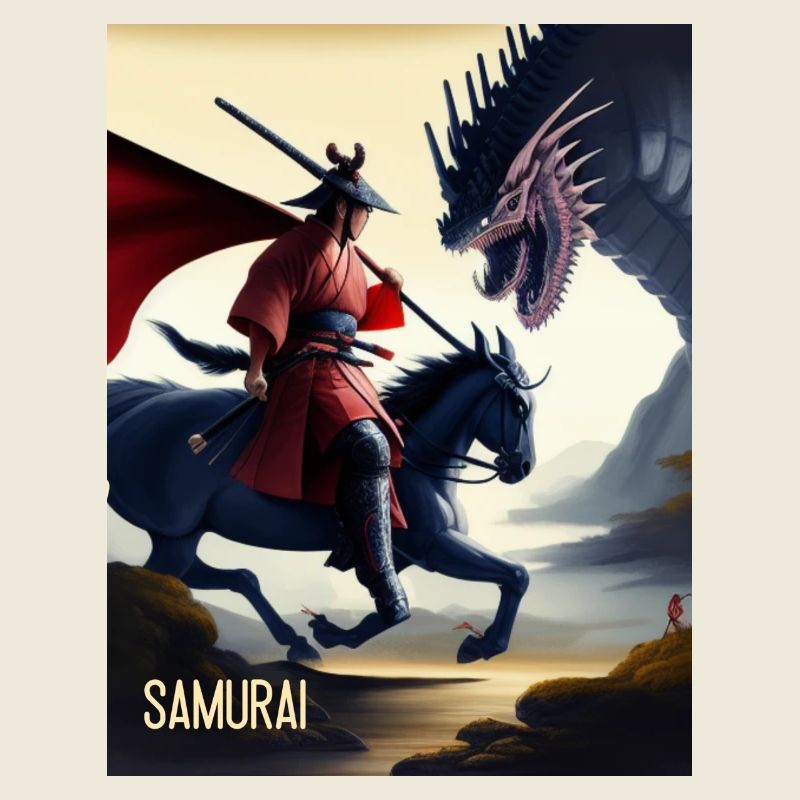 Samurai mit Pferd Samurai on Horse Japan Asien