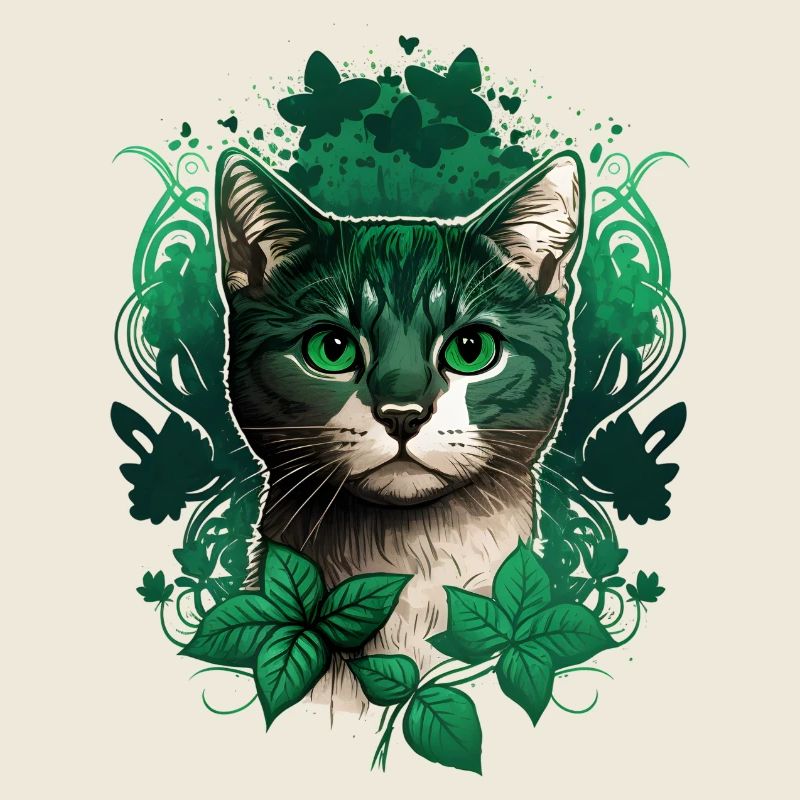 Katze mit Efeu Rahmen
