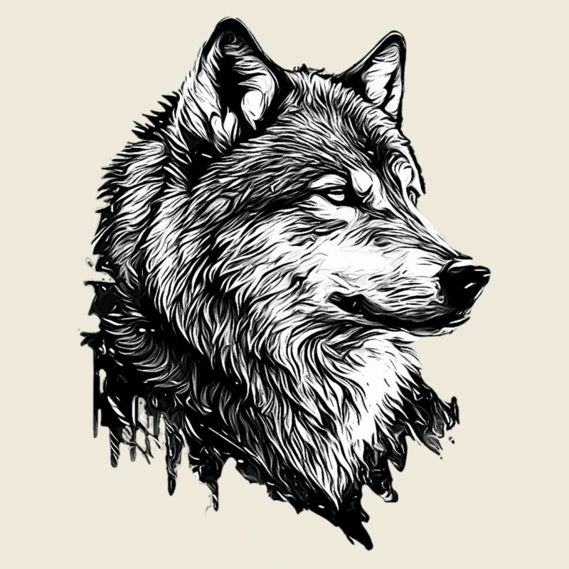 Monochromer Wolf Linienkunst
