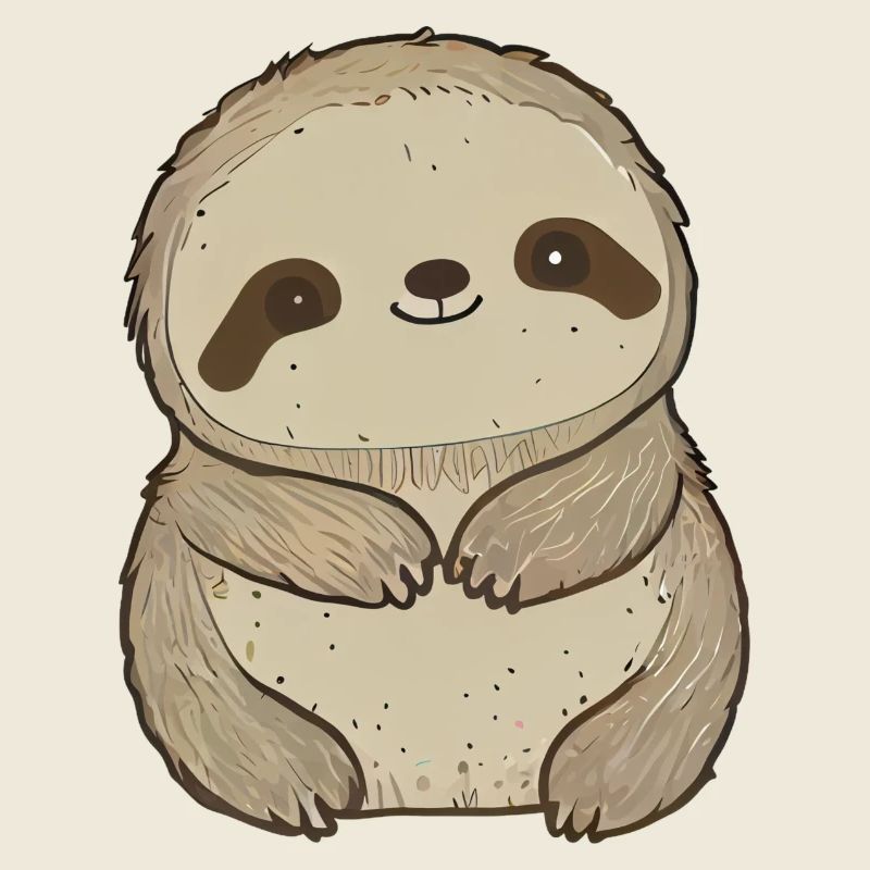 Cute Sloth - Little Cute Sloth Cartoon Style